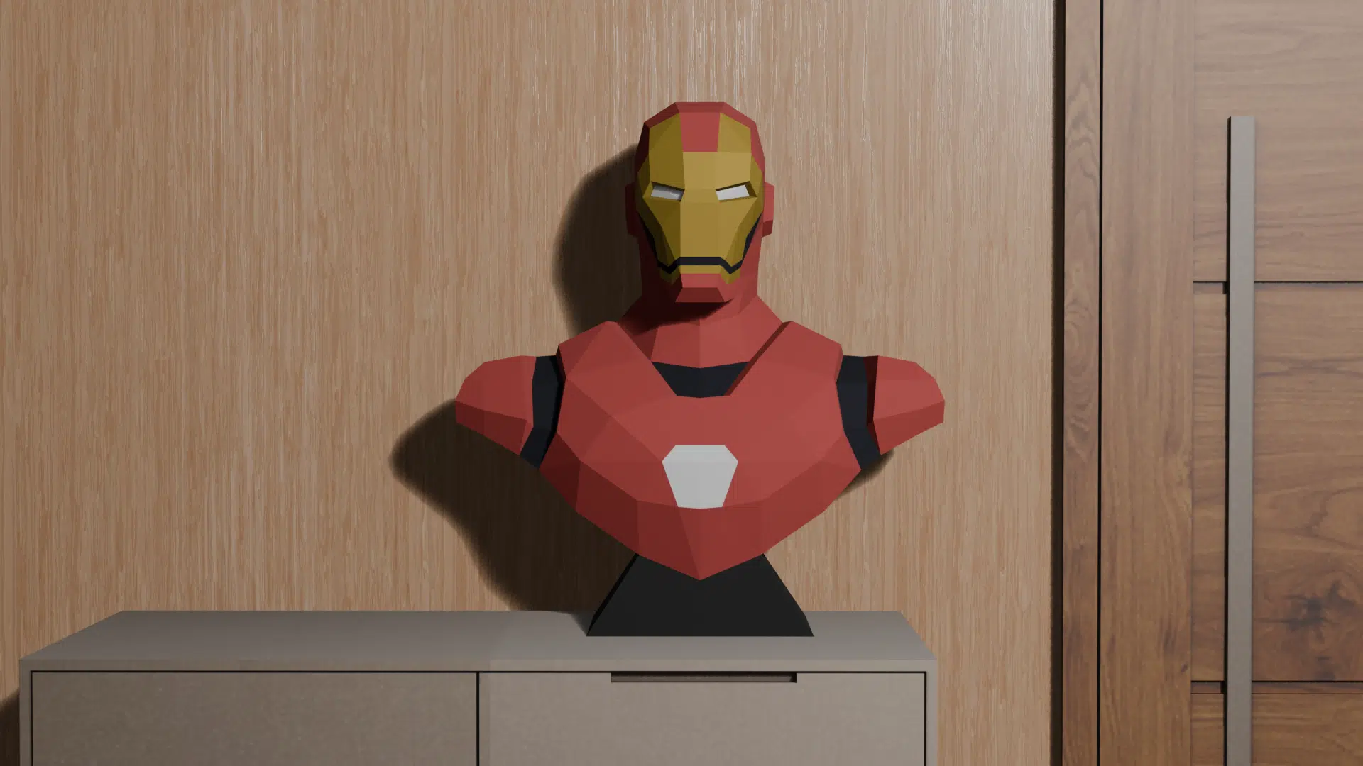 Papercraft do Iron Man em origami 3D, vista 2