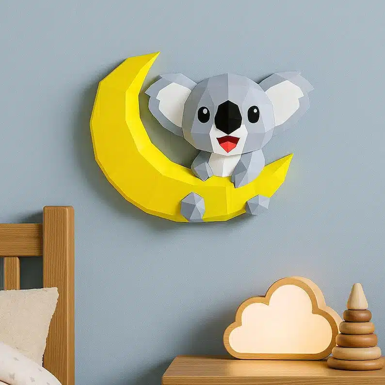 Koala sulla luna in papercraft 3D