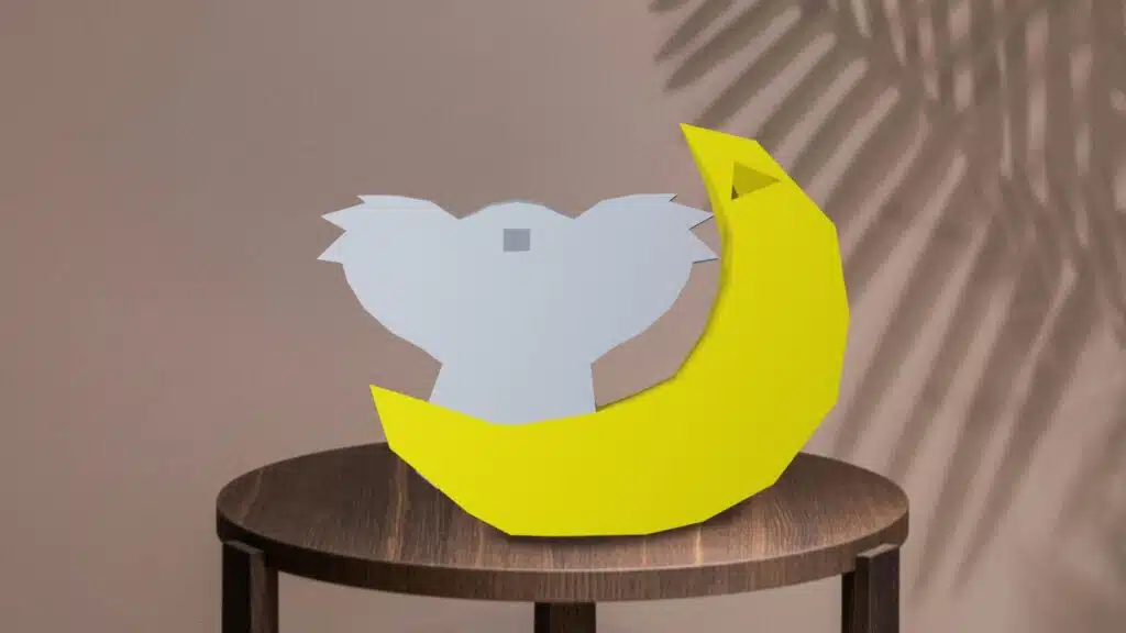 Koala op de maan in papercraft 3D, weergave 2