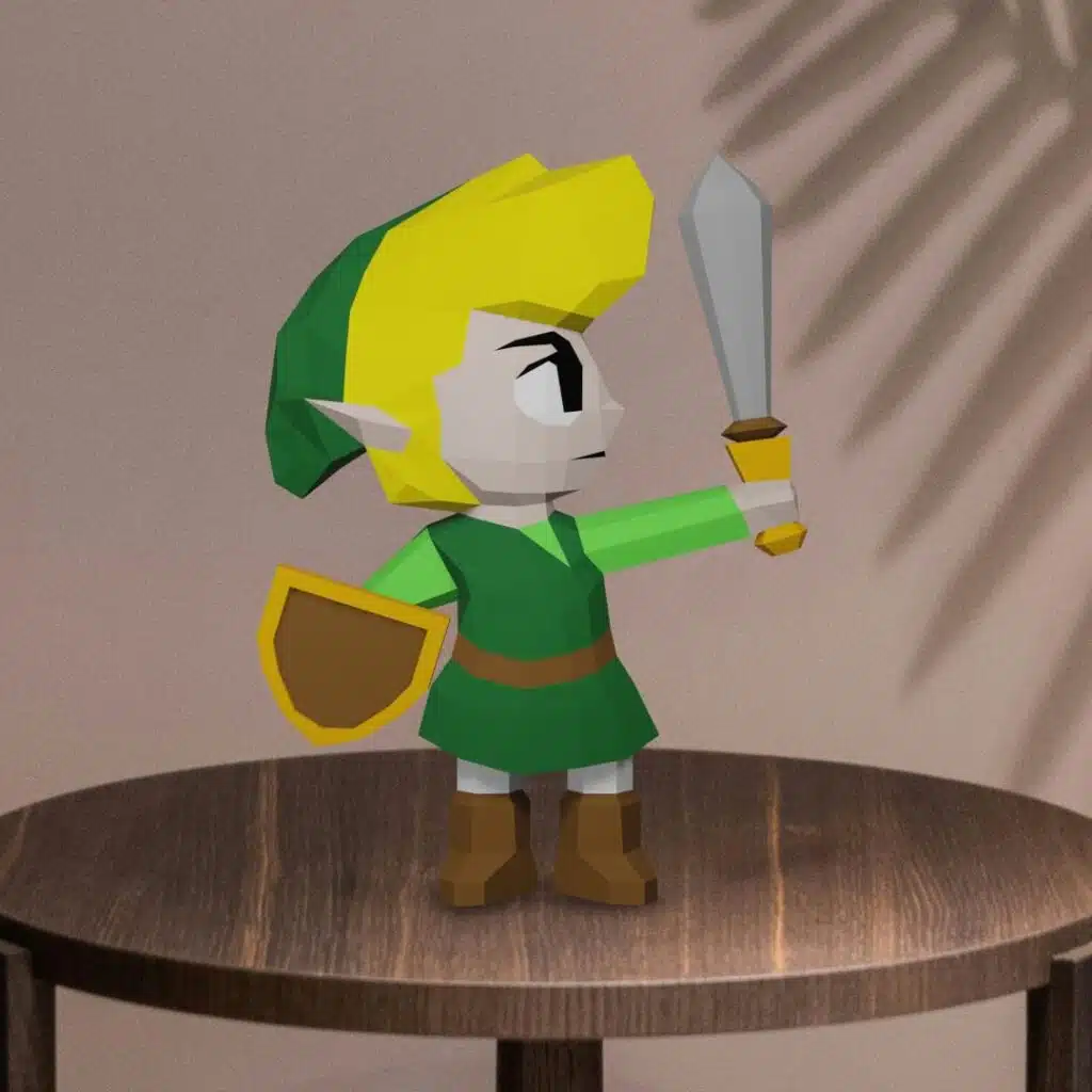 Papercraft of Link from Zelda in 3D origami