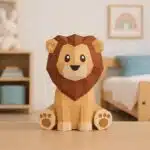 Schattige zittende leeuw papercraft 3D, 3D-model