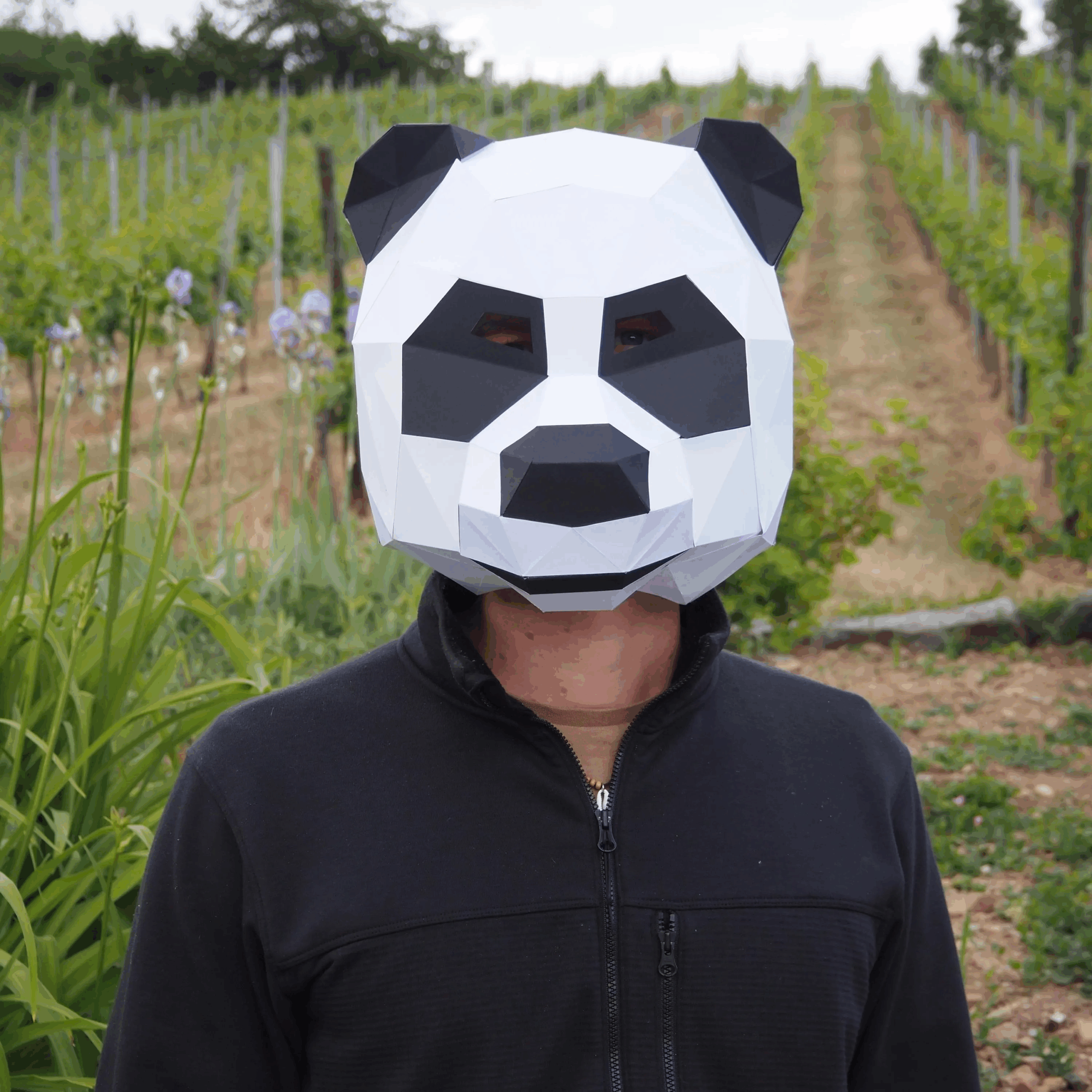 Papercraft 3D panda mask in origami Papercraft 3D panda mask in origami