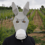 Papercraft donkey mask in 3D origami
