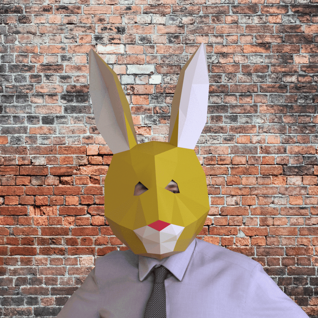 Papercraft rabbit mask in 3D origami