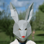 Papercraft rabbit mask in 3D origami