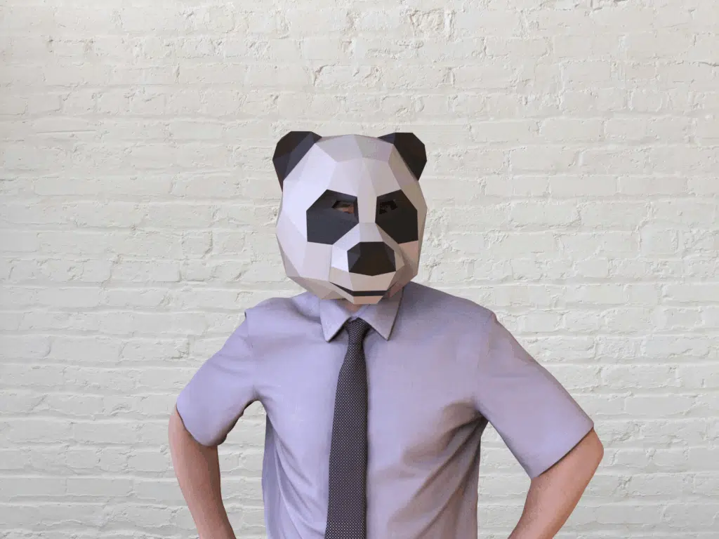 Papercraft de máscara de panda en origami 3D