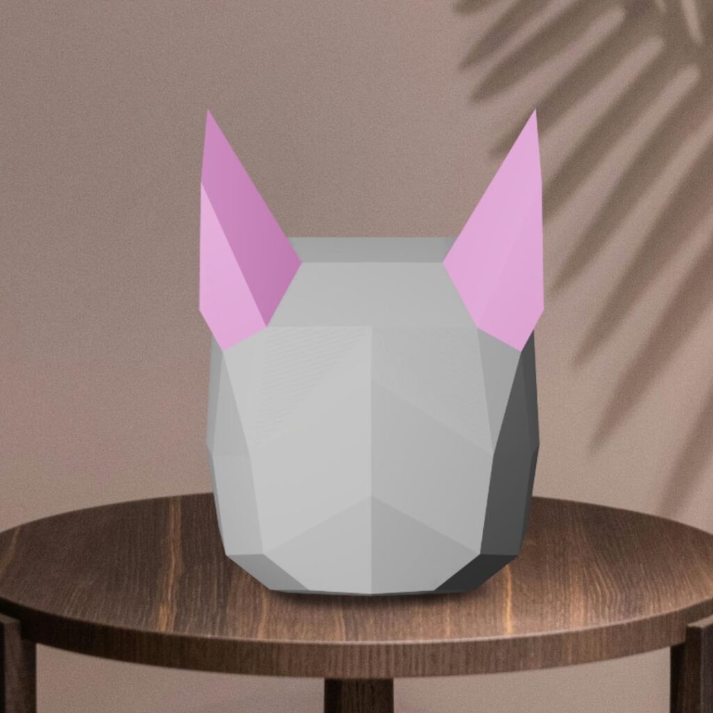 Papercraft rat mask in 3D origami
