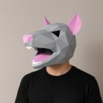 Papercraft Rattenmaske in 3D Origami