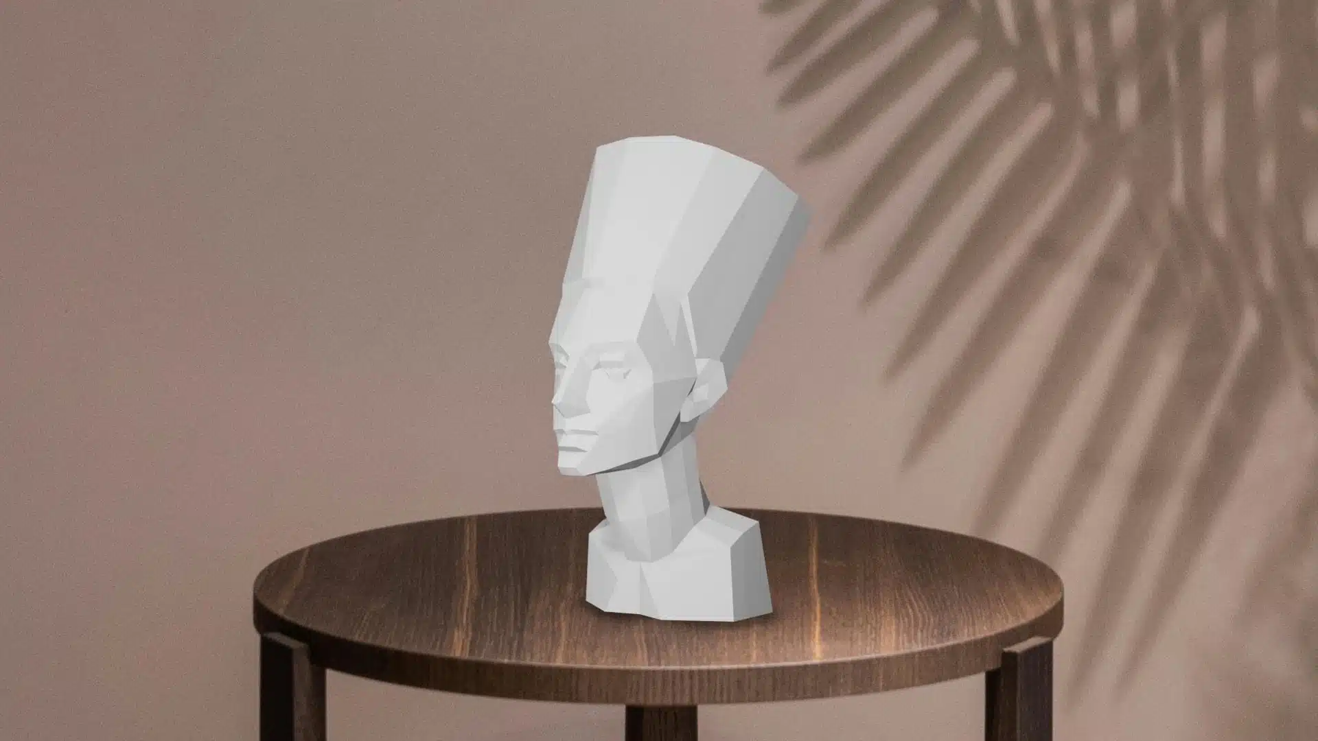 Borstbeeld van Nefertiti in papercraft 3D, weergave 4