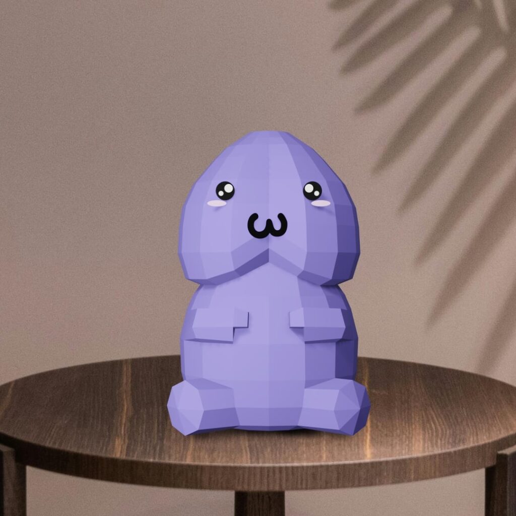 Papercraft of kawaii willy in 3D origami