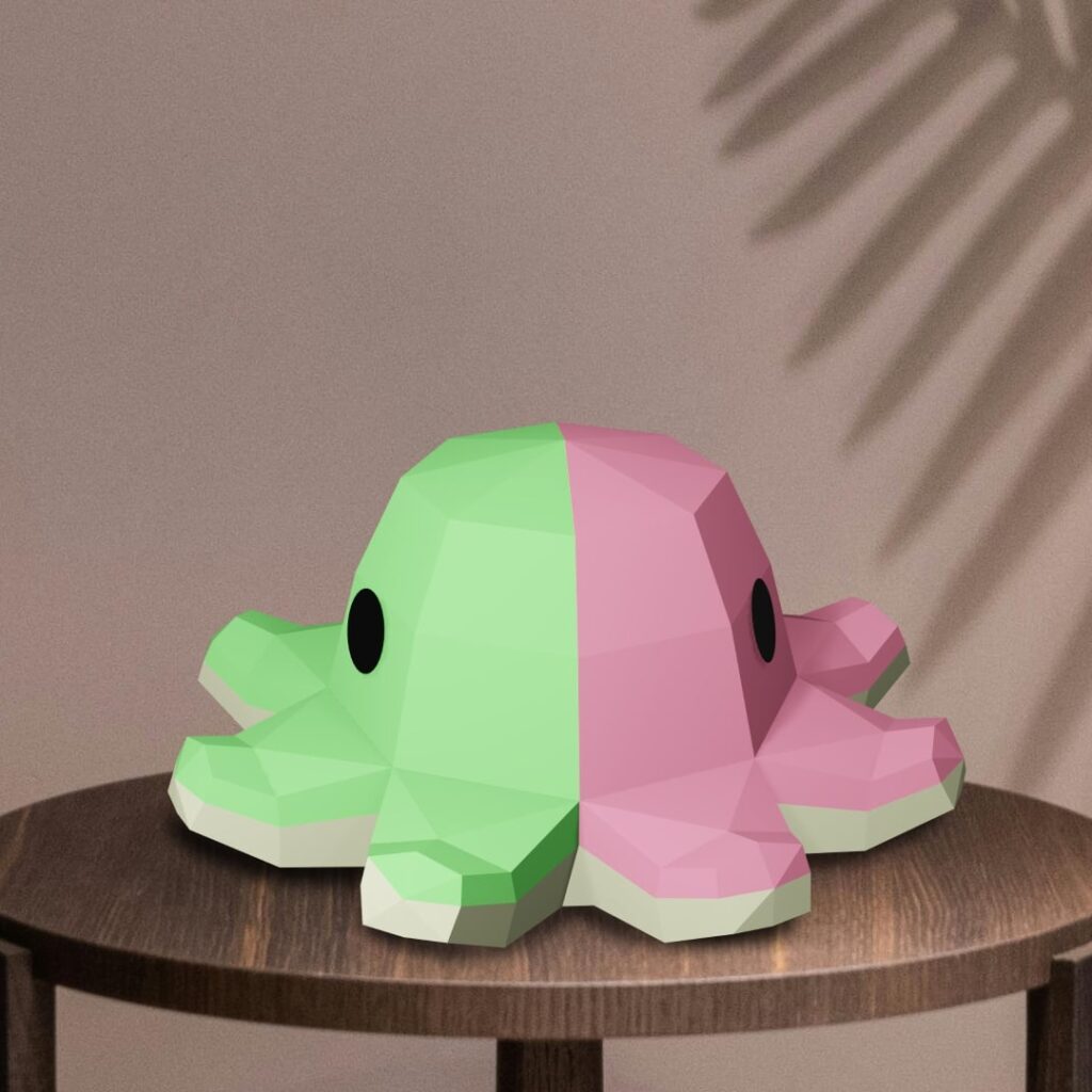 Papercraft baby octopus in 3D origami