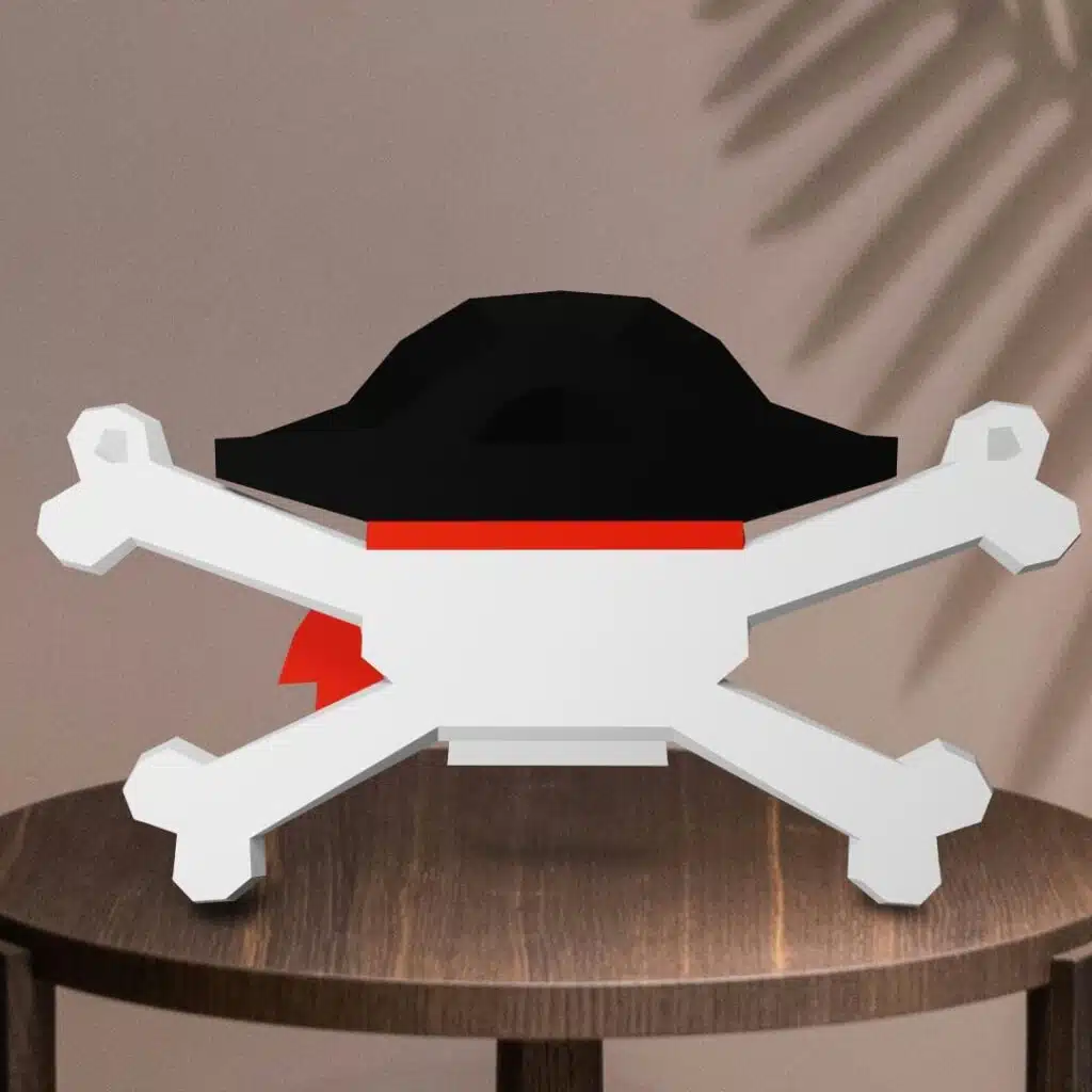Papercraft pirate skull in 3D origami