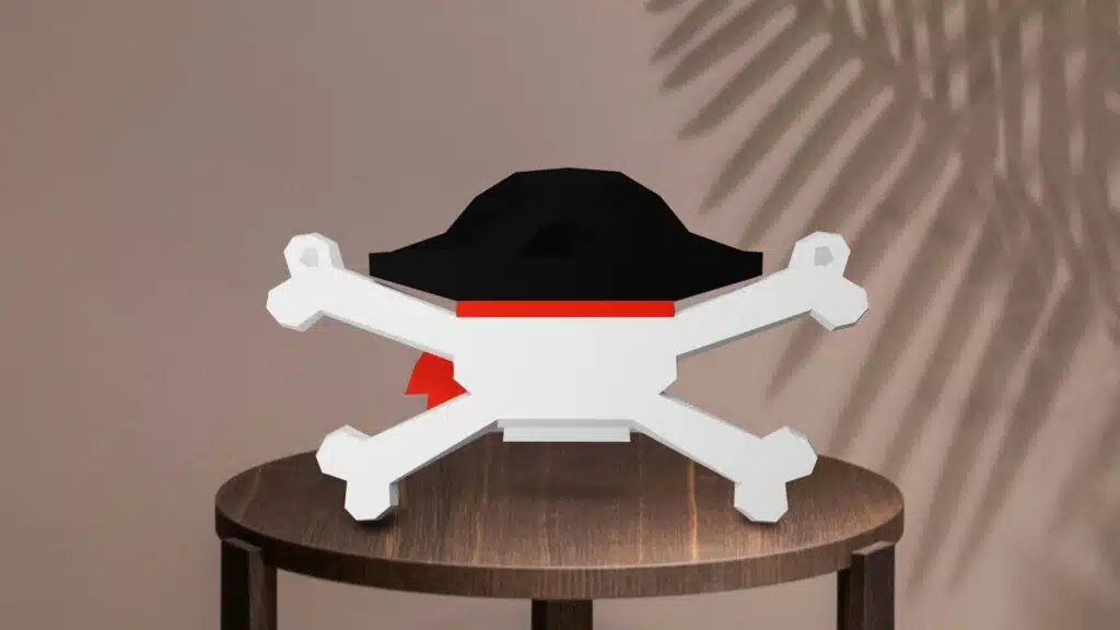 Piratenhoofd in 3D-papercraft, weergave 2