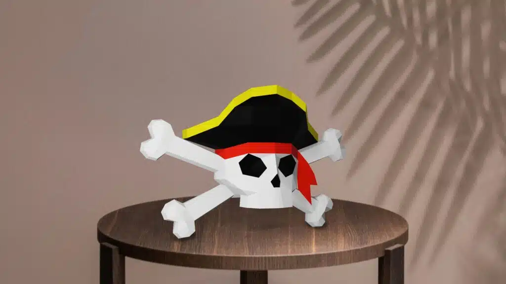 Papercraft cráneo de pirata en origami 3D