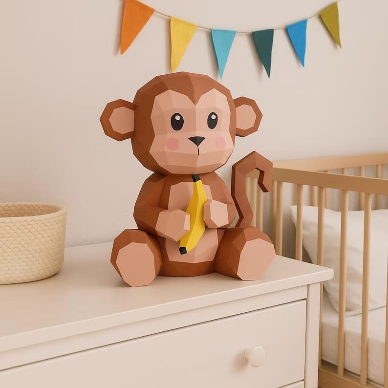 Singe en papercraft 3D