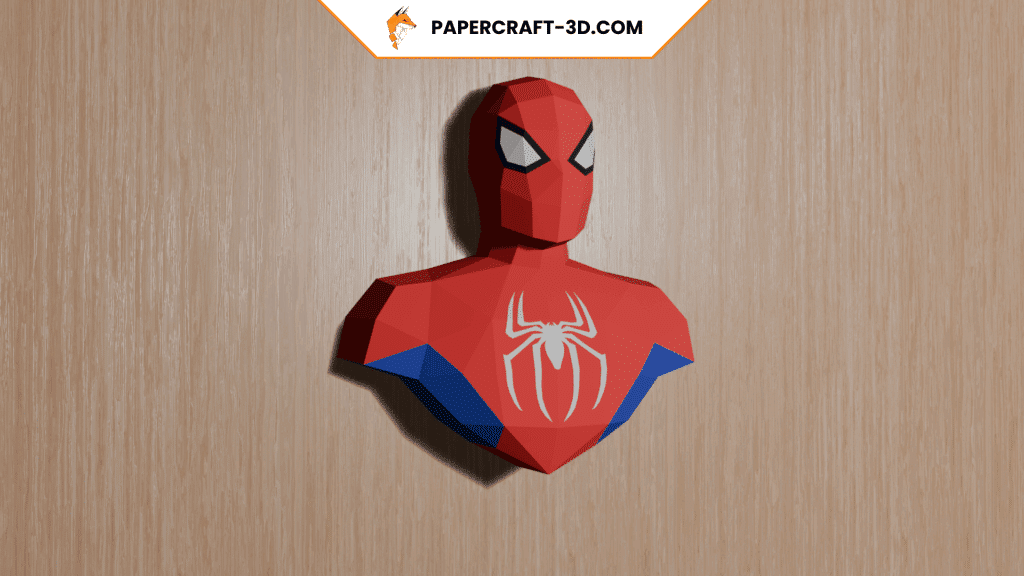 Papercraft de busto do Homem-Aranha em origami 3D