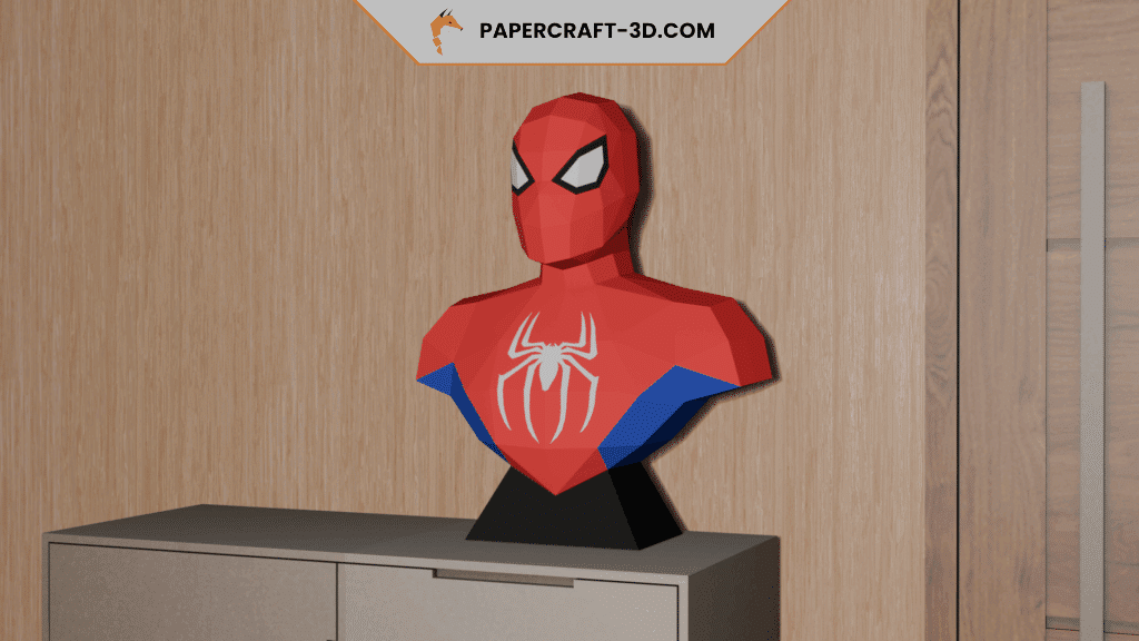 Papercraft de busto do Homem-Aranha em origami 3D