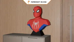 Spiderman borstbeeld papercraft in 3D-origami, weergave 4
