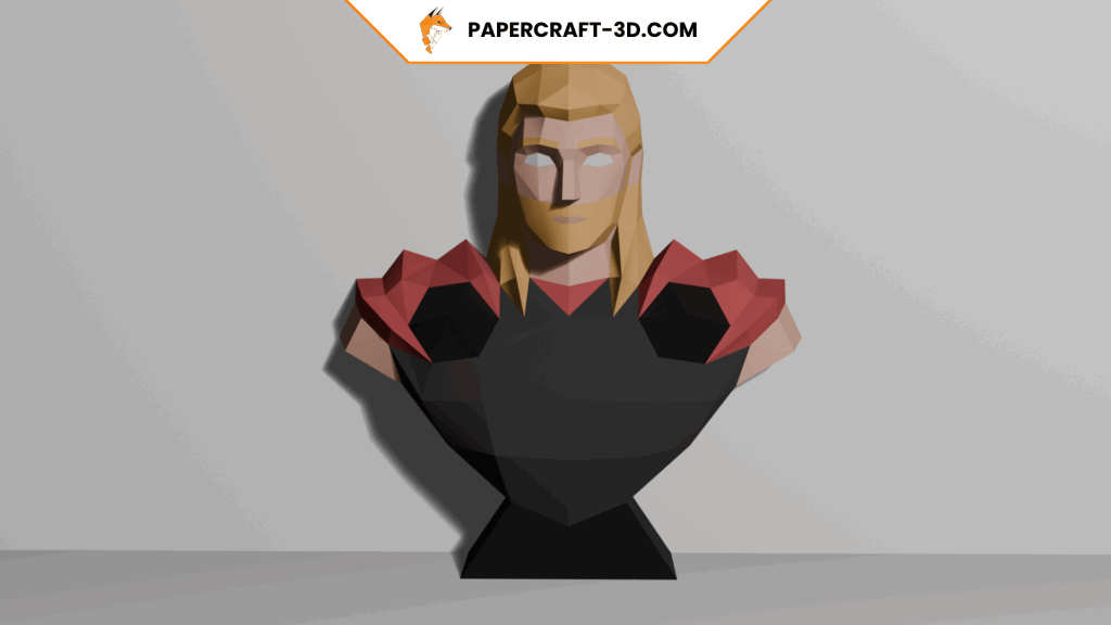 Papercraft bust of Thor in 3D origami Papercraft bust of Thor in 3D origami