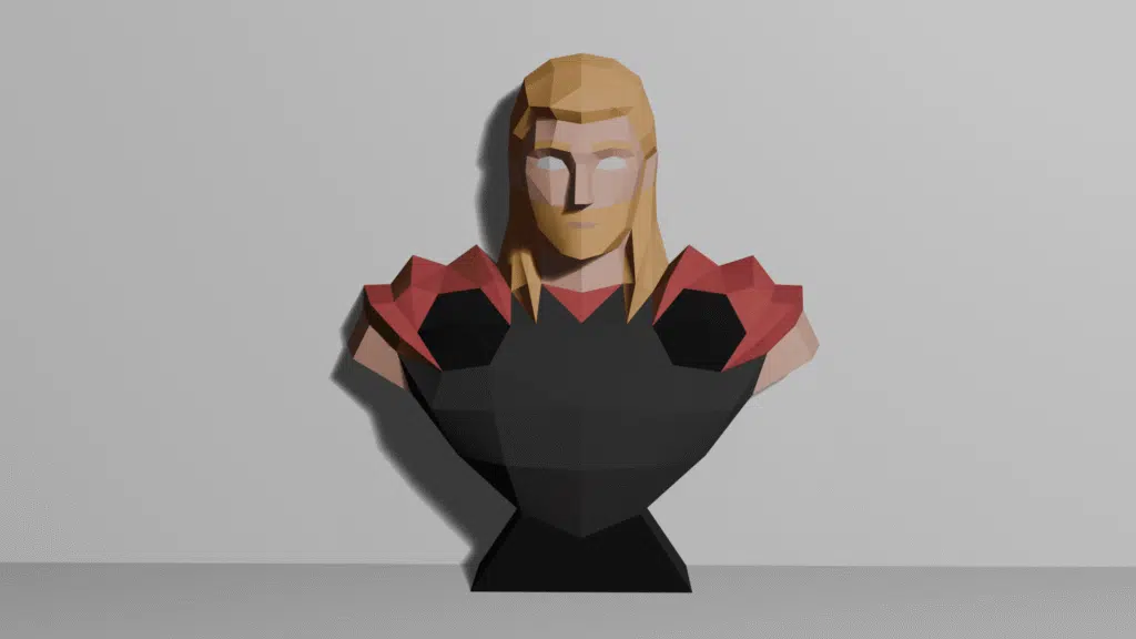 Borstbeeld van Thor in 3D-origami, 3D-model