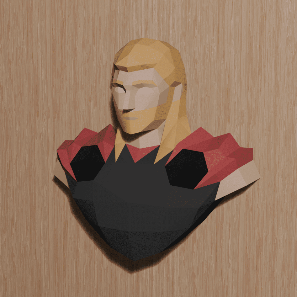 Papercraft bust of Thor in 3D origami