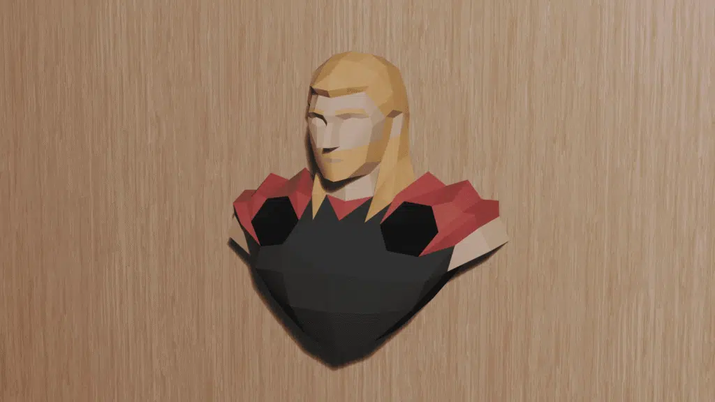 Borstbeeld van Thor in 3D-origami, weergave 2