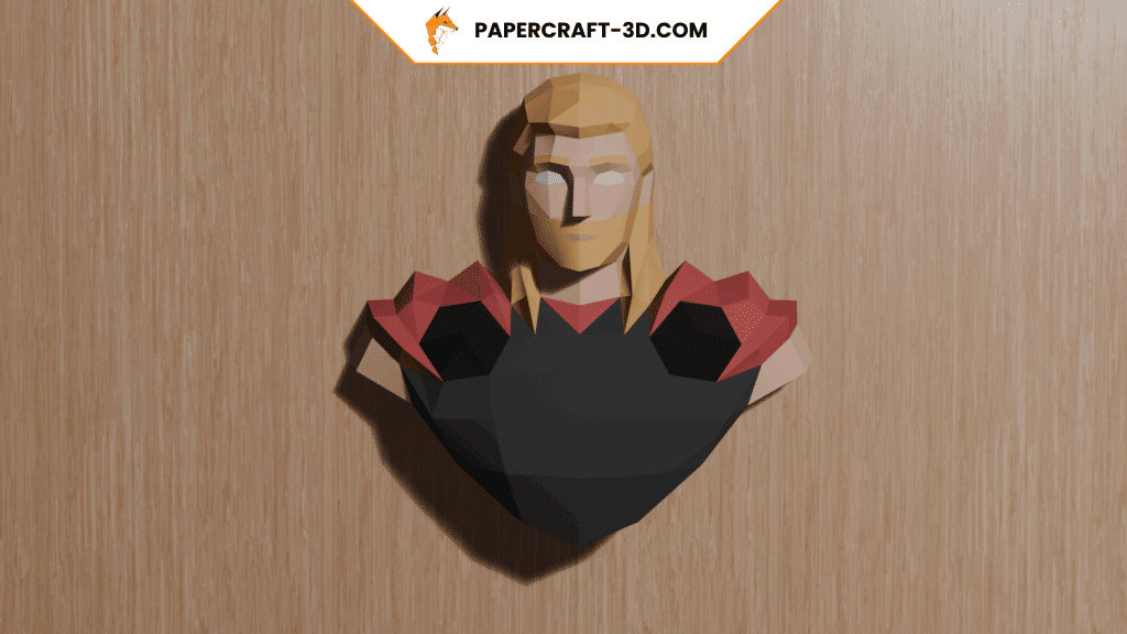 Papercraft bust of Thor in 3D origami
