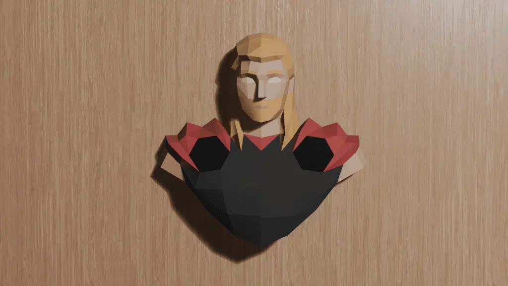 Borstbeeld van Thor in 3D-origami, weergave 3