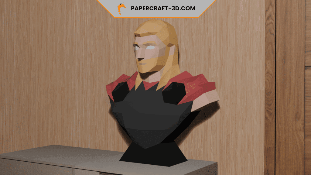 Papercraft bust of Thor in 3D origami