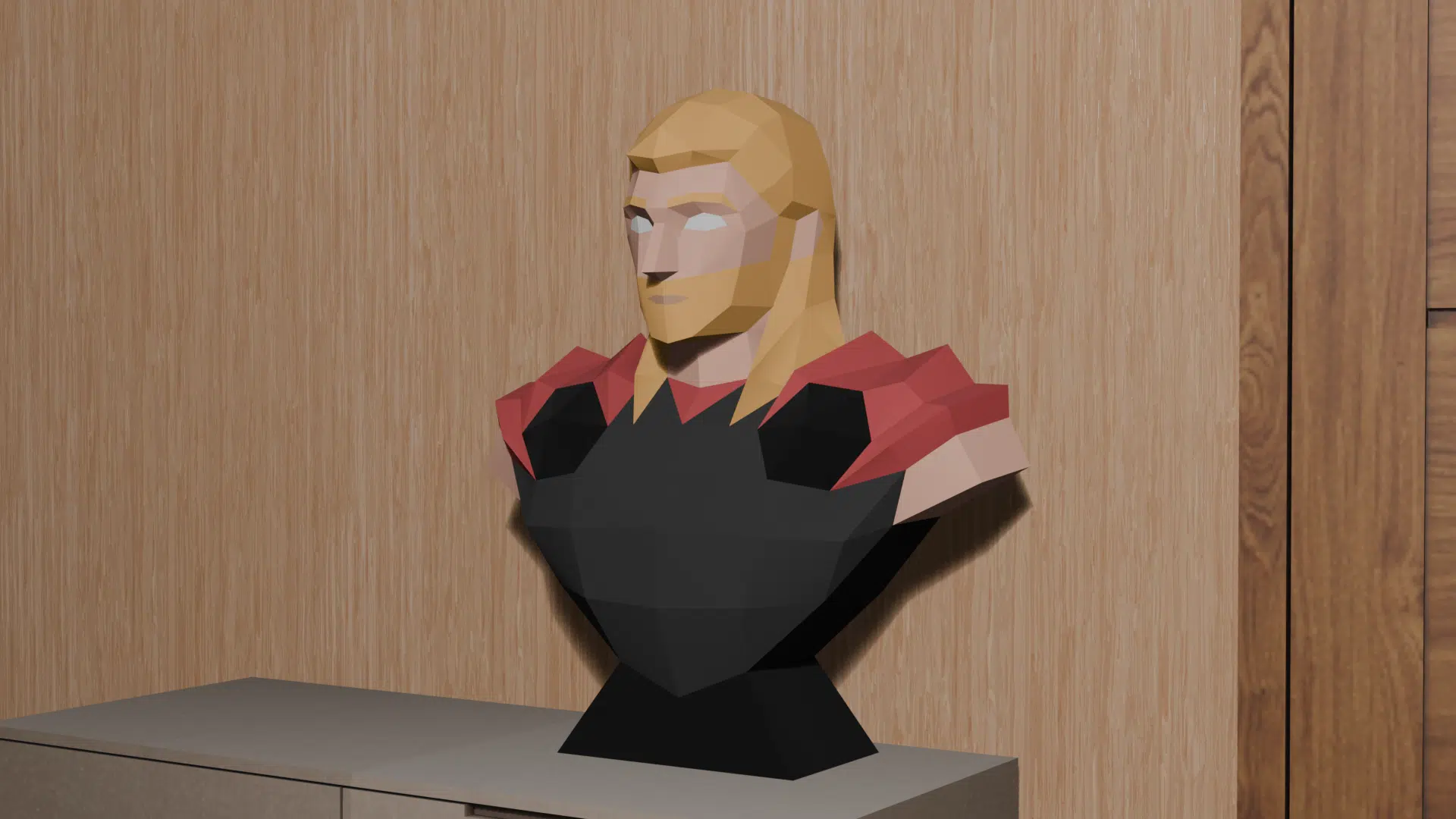 Borstbeeld van Thor in 3D-origami, weergave 4