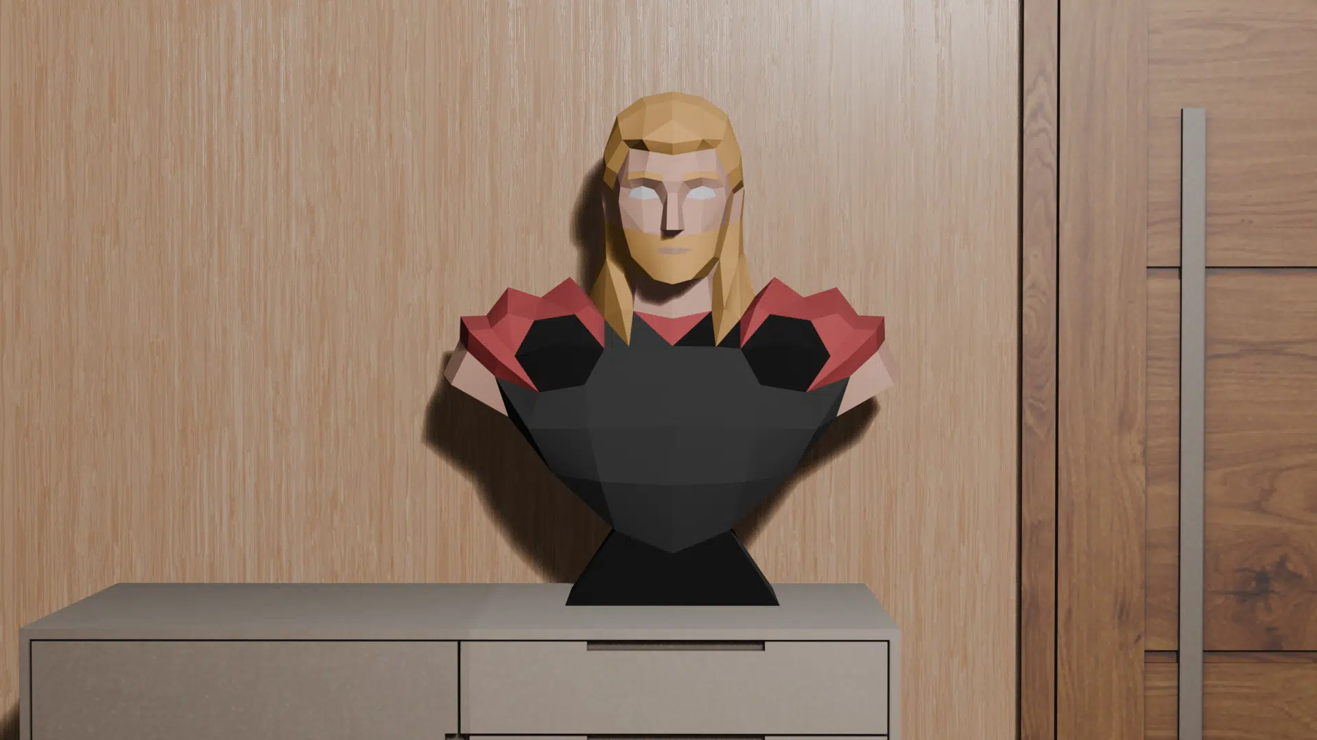 Borstbeeld van Thor in 3D-origami, weergave 5