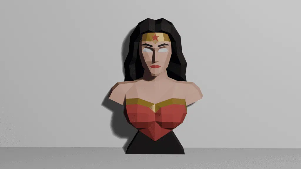 Papercraft buste de super-héroïne en origami 3D