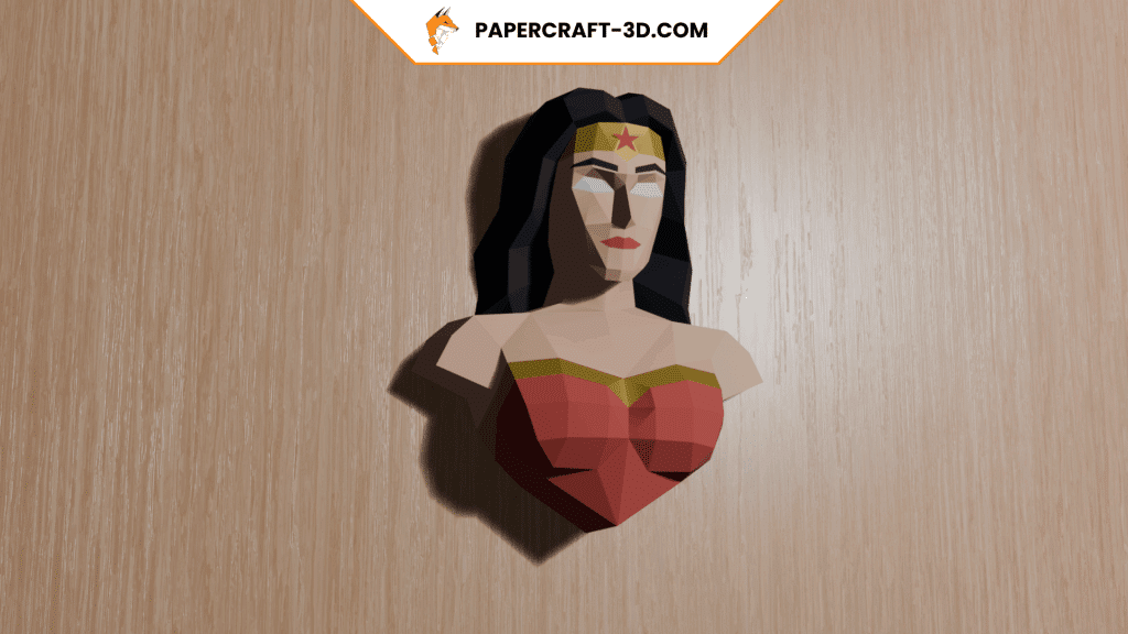 Papercraft de busto de superheroína en origami 3D