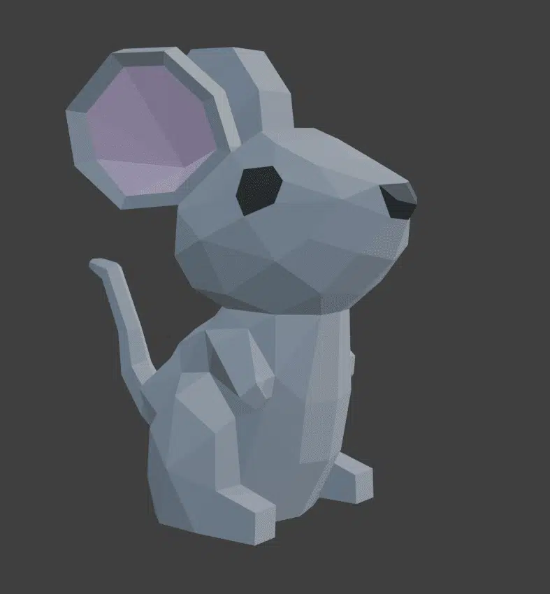 Papercraft 3D muismodel origami, weergave 2