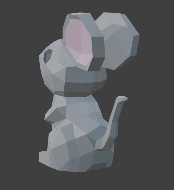 Papercraft 3D muismodel origami, weergave 3