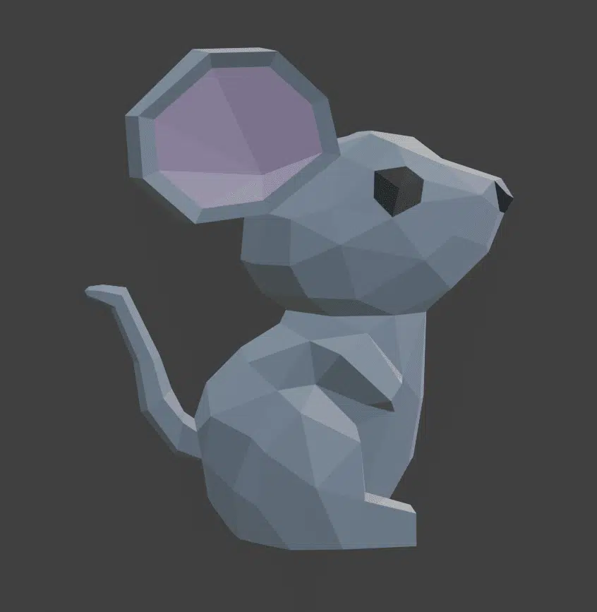 Papercraft 3D muismodel origami, weergave 4