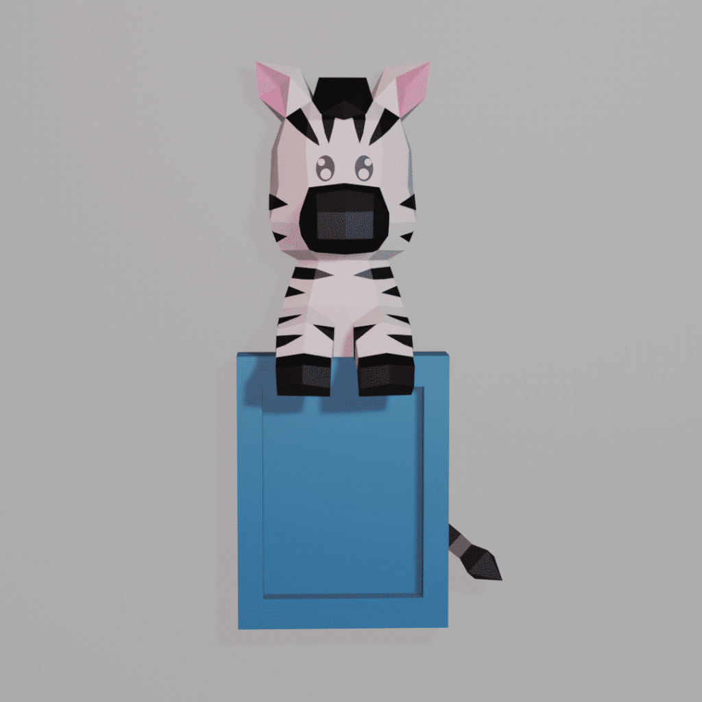 Papercraft zebra photo frame in 3D origami