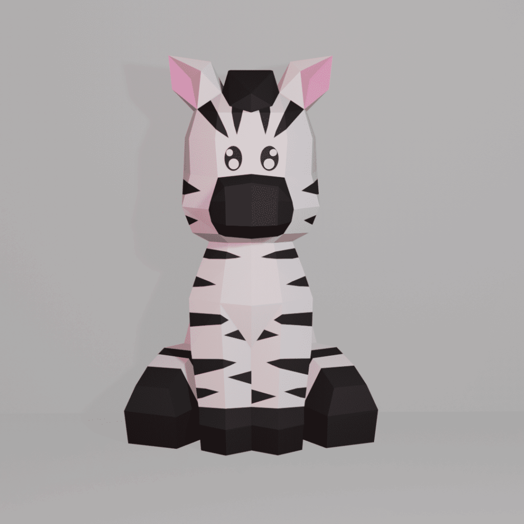 Papercraft zebra in 3D origami