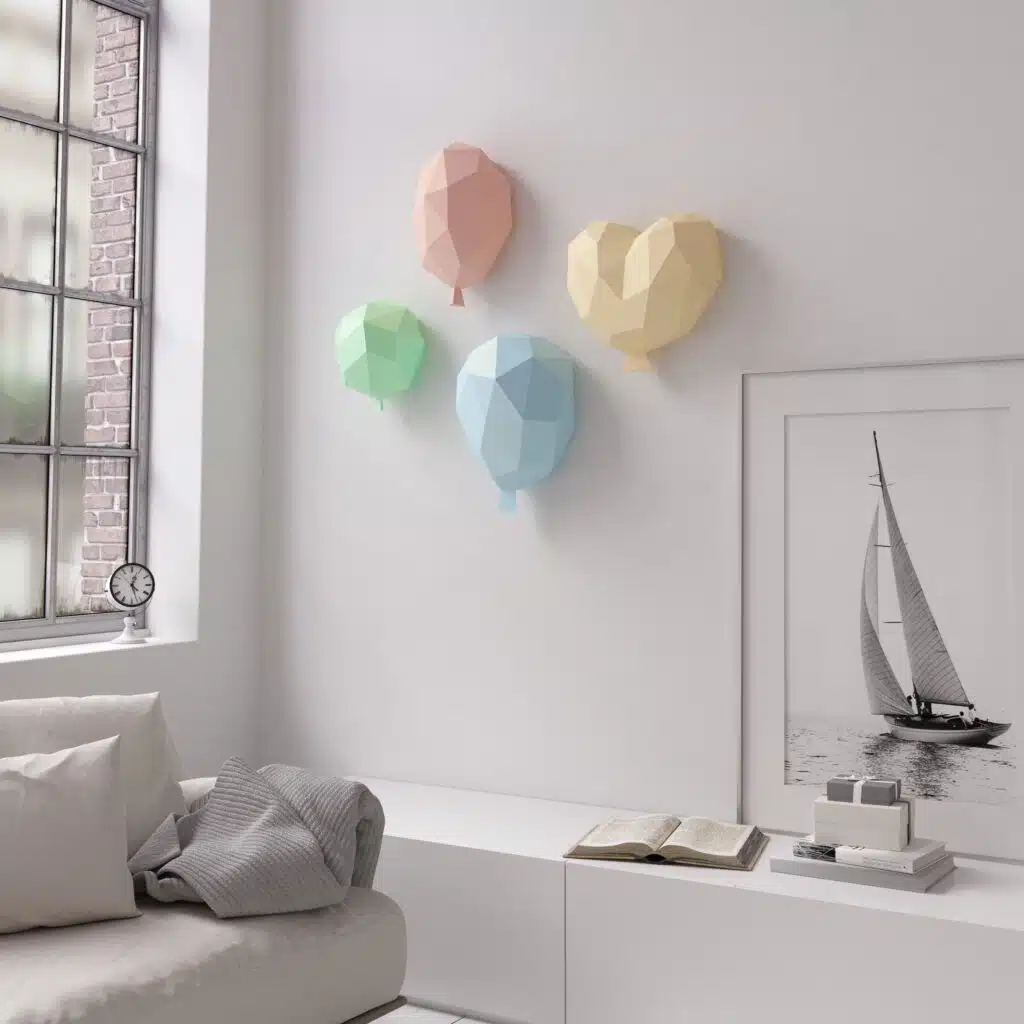Papercraft of hot air balloons in 3D origami