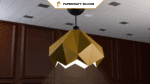 Papercraft de luminária dourada em origami 3D