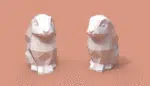 Papercraft de conejo sentado en origami 3D, vista posterior