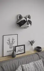 Origami 3D: kop van wasbeer in papier, weergave 9