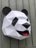 Papercraft cabeça de panda de parede com boca aberta em origami 3D