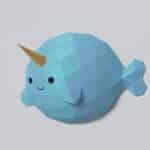 Papercraft de poisson narval en origami 3D