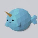 3D Origami Narwhal Papercraft Fish