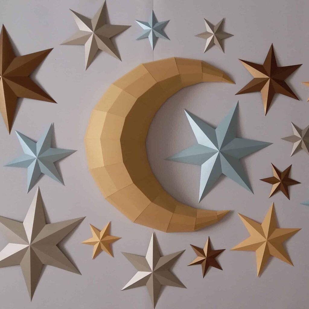 Papercraft de lune murale en origami 3D