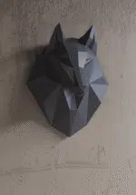 Papercraft tête de loup grise en origami 3D