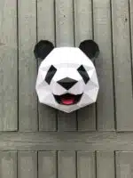 Papercraft cabeça de panda de parede com boca aberta em origami 3D