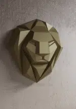 Papercraft testa di leone frontale in origami 3D