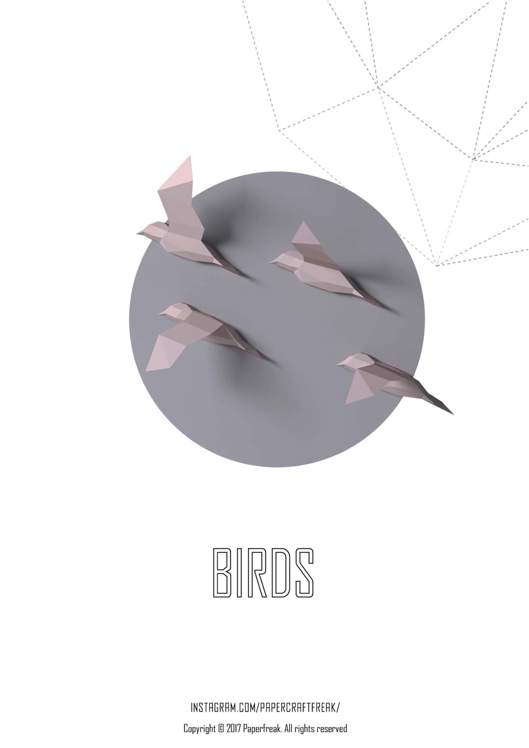 Papercraft flying birds in 3D origami